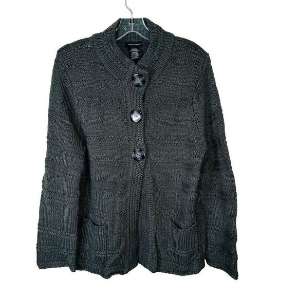 LH Sport Women's Green 3 Button‎ Cardigan Sweater Acrylic Pockets Size XL - Picture 1 of 9